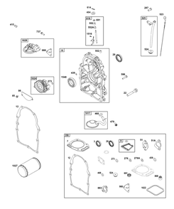 Crankcase Cover/Sump And Lubrication Group Diagram and Parts List for 356447-0636-G1 200000 - 399999 Briggs and Stratton Engine